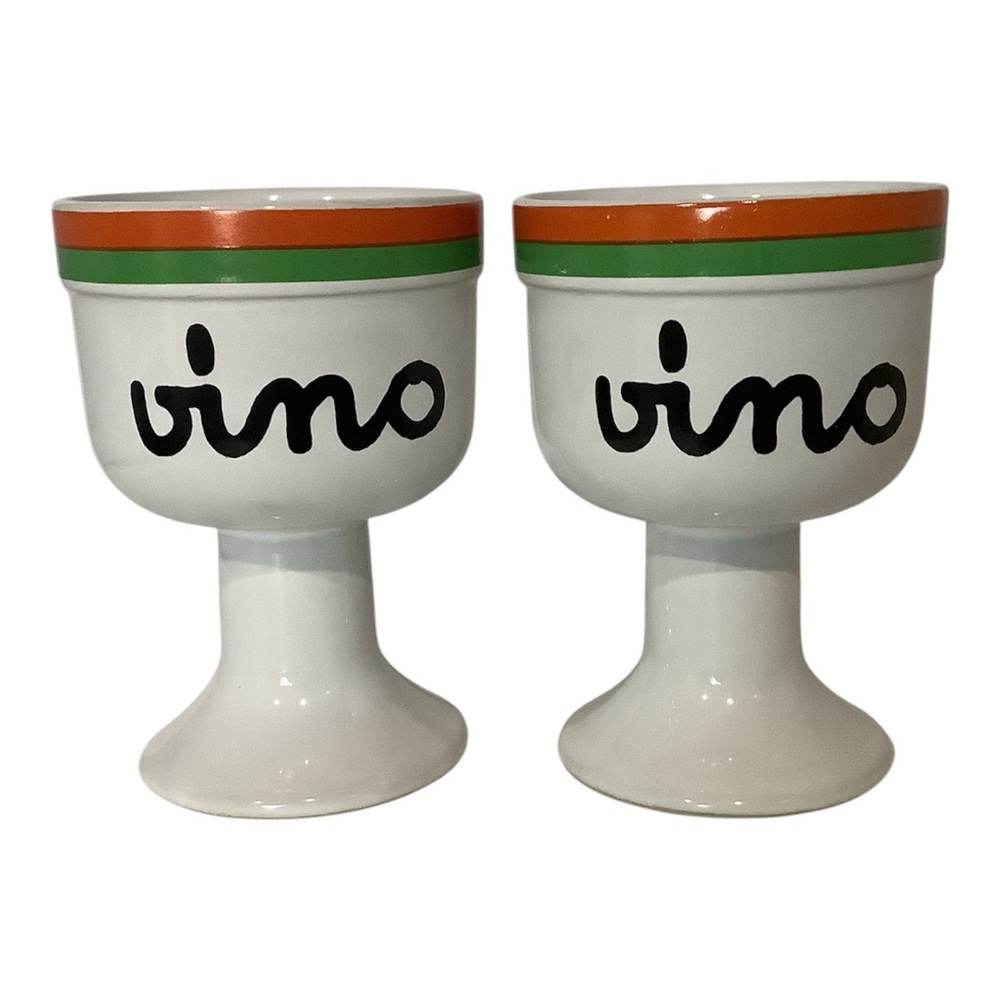 Vintage Set Of  Two Baldelli  Italy  Vino  Goblets 5 1/4”  Mid Century Modern